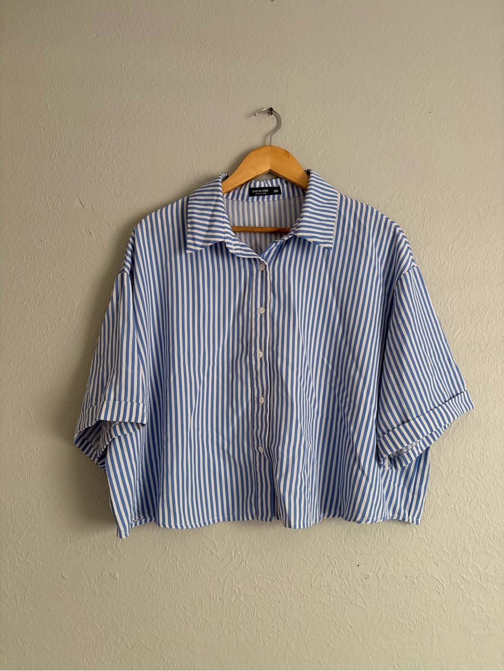 Striped Button-Up Cropped Shirt